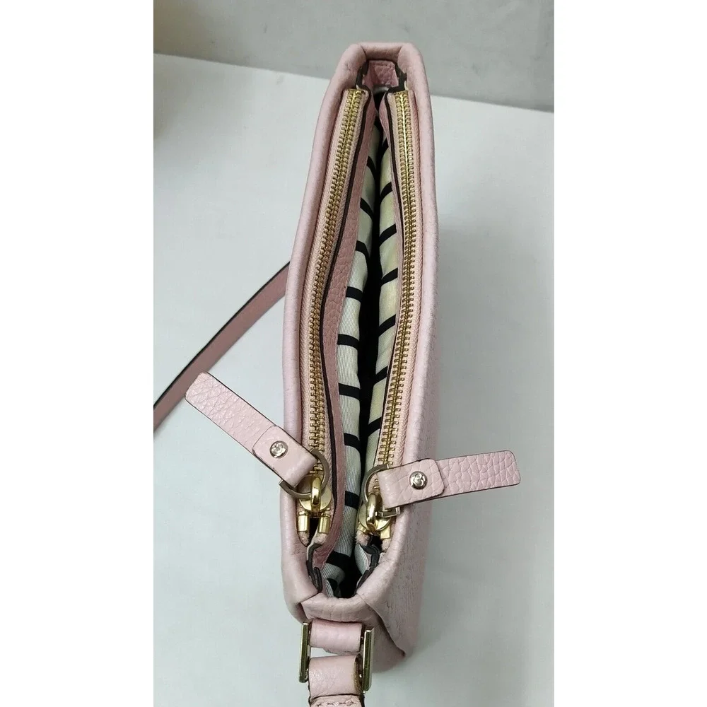 Kate Spade New York Pink Pebbled Leather Double Zipper Closure Crossbody Bag